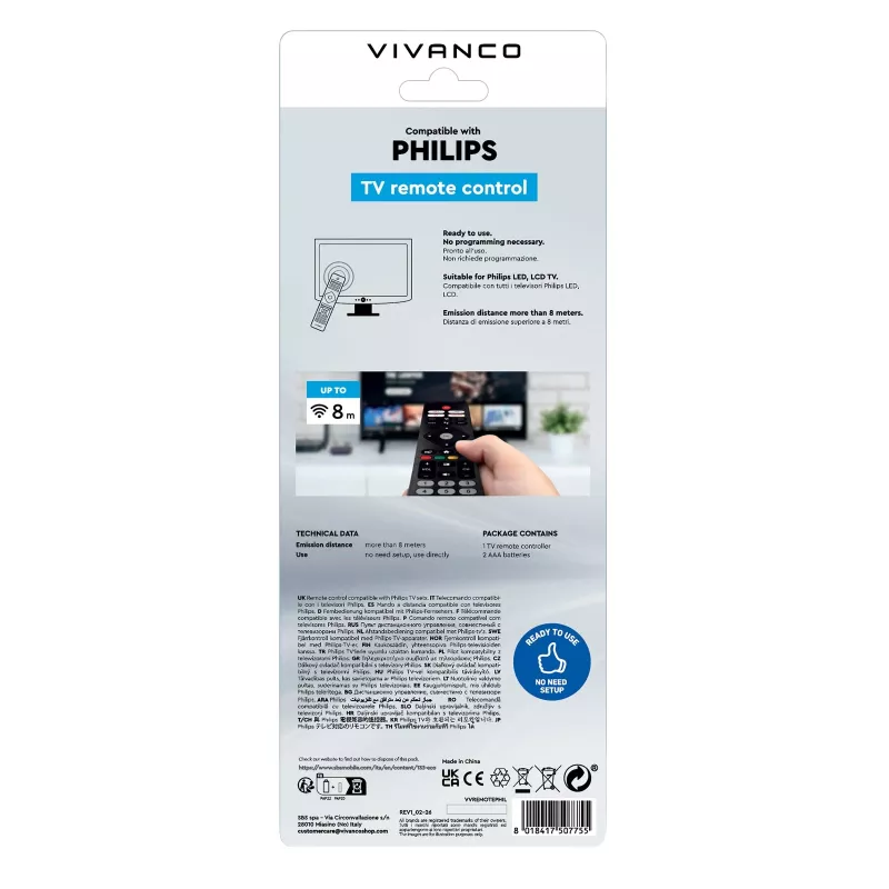 Vivanco VVREMOTEPHIL universal remote control for Philips TVs