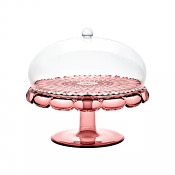 Guzzini Vanity cake stand with glass dome, mauve, 30 cm