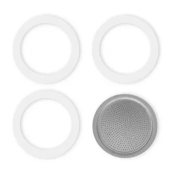 Bialetti 9-Cup Moka Pot Spare Parts Set – 3 Gaskets & 1 Filter