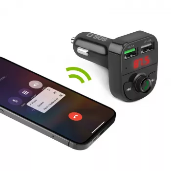 SBS TECARFM2USB Bluetooth FM Transmitter with Hands-Free Calling and Dual USB Charging
