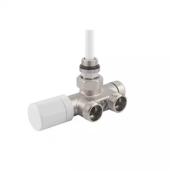 Giacomini V81112Q Thermostatic Radiator Valve Body 1/2 inch x 3/4 inch Eurocone Angled, Nickel-Plated Brass
