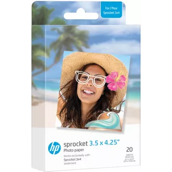 HP ZINK Photo Paper 3.5 x 4.25 inch Glossy, Self-Adhesive, 20 Sheets for HP Sprocket
