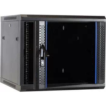 DSIT DS6609 9U wall-mount server cabinet with glass door, 600x600x501 mm, black