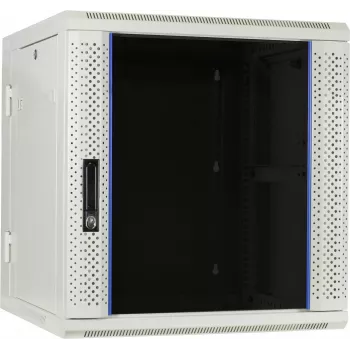 DSIT 12U reversible wall-mount server cabinet with glass door, white, 600x600x635 mm