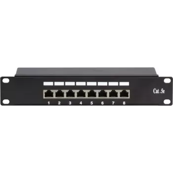 DSIT DS-10Patch5-8FTP 10-Inch 8-Port FTP CAT 5e patch panel, 1U rack mount, shielded RJ45, LSA+ IDC, black