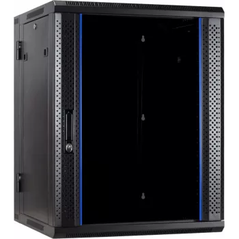 DSIT DS6622-DOUBLE 22U Reversible Wall-Mount Server Cabinet with Glass Door, 600 x 600 x 1100 mm, Black