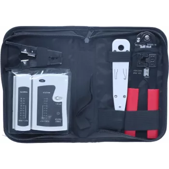 DSIT 9-Piece Network Installation and Repair Tool Set with RJ45 Crimping Pliers, Cable Tester, Punch-Down Tool and Zip Case (DC-TOOLSET)