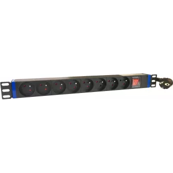 DSIT DS-8PDU-PE 19 inch Rack PDU, 8 Schuko Sockets, 16A, 2m Cable, Black