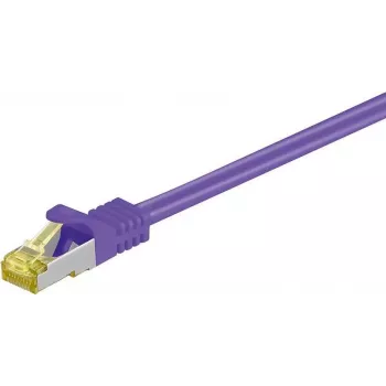 DSIT Cat.7 S/FTP (PiMF) RJ45 Patch Cable, 0.25m, Purple, LSZH, 10 Gbit/s, Gold-Plated Contacts, Bend Protection