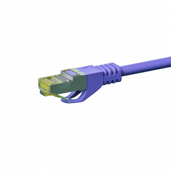 DSIT Cat.7 S/FTP (PiMF) RJ45 Patch Cable, 0.25m, Purple, LSZH, 10 Gbit/s, Gold-Plated Contacts, Bend Protection