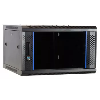DSIT DS6604-F 6U wall-mounted server enclosure with glass door, 600x450x320 mm, black