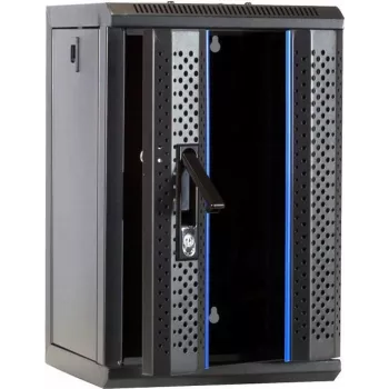 DSIT 9U 10 inch Wall-Mount Server Rack with Glass Door, 312x310x486 mm, Black