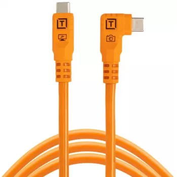 Tether Tools TetherPro Optima 10G USB-C to USB-C Right-Angle Cable, 1.8 m, Orange (CUC06RTG2-ORG)