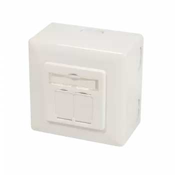 DSIT Surface-Mounted Cat. 6a Shielded Dual RJ45 Outlet, Ivory
