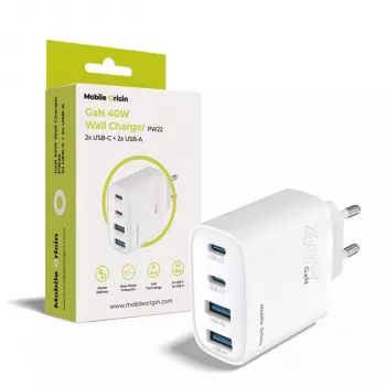 Mobile Origin 40W GaN Charger PW22 2x USB-C + 2x USB-A