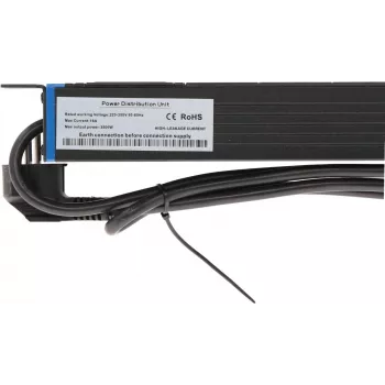 DSIT DS-8PDU-MO 19 inch 8-Way Master Overload Protection Power Strip, 0.48 m Cable, Black