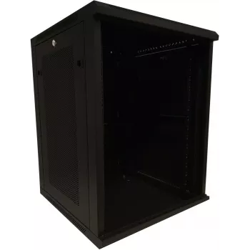 DSIT 15U 19 inch Wall-Mount Server Rack Cabinet with Glass Door and Perforated Sides 600x600x770 mm