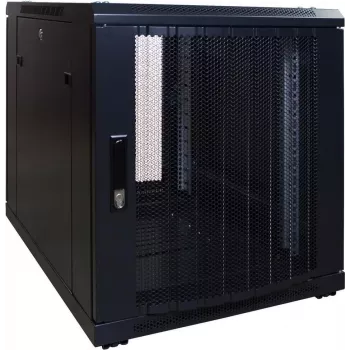 DSIT 12U Freestanding Server Rack Cabinet, 600x600x720 mm, Perforated Lockable Front Door, Black