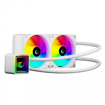 Rampage INFINITE V240 White 240mm ARGB AIO Liquid CPU Cooler with Temperature Display