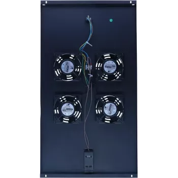 DSIT DS-FT100 4-Fan Server Rack Cooling Unit with Thermostat for 1000 mm Deep Cabinets, 1U, 230V, Black