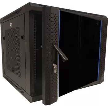 DSIT DS6609ZP 9U 19 inch wall-mount server case with glass door and perforated side panels, 600x600x501 mm, black