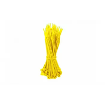 DSIT 140mm yellow nylon cable ties - pack of 100 (self-locking, 80N tensile strength)