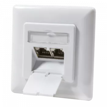 DSIT flush-mounted Cat.6 shielded dual RJ45 data socket, white