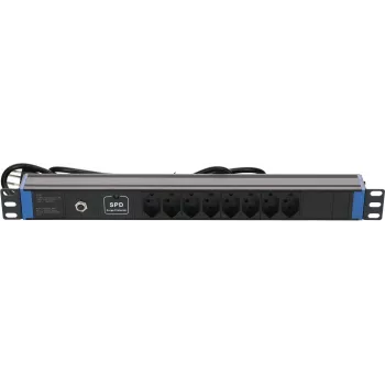 DSIT DS-8PDU-CH-SPO 8-Way Swiss Power Strip with Surge and Overload Protection, 1.8 m Cable, Black