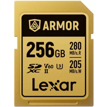 Lexar Professional ARMOR GOLD SDXC UHS-II Memory Card, 256 GB, V60 (LSDAMGL256G-RNNNG)