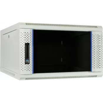 DSIT 6U Wall-Mounted Server Cabinet with Glass Door, White, 600x600x368 mm