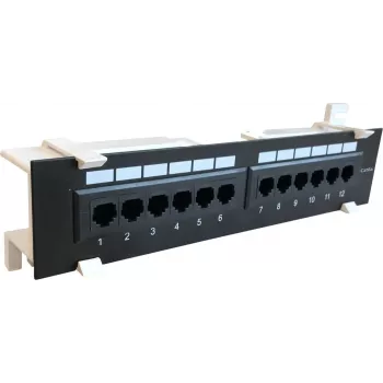 DSIT CAT 6a Wall-Mount Patch Panel, 12-Port UTP, Black