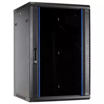 DSIT 27U Wall-Mounted Server Cabinet with Glass Door, 600x600x1300 mm, Black