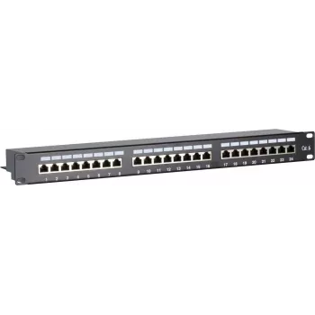 DSIT CAT 6 FTP Network Patch Panel 19 inch 24-Port 1U LSA Sheet Steel DS-Patch6-24FTP