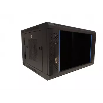 DSIT DS6606ZP-DOUBLE 6U Swivel Wall-Mount Network Cabinet with Glass Door, 600x450x370 mm, Black