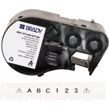 BRADY BMP41/BMP51/BMP53/M511 Label Cartridge, PermaSleeve Polyolefin Heat-Shrink Tubing, 38.1 mm x 2.44 m, White with Black Print, 3:1 Shrink Ratio, B-427