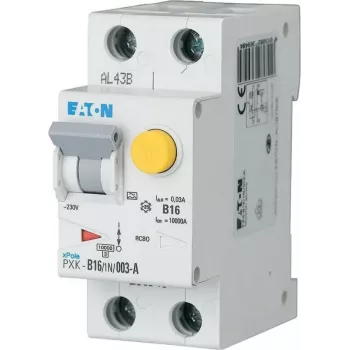 Eaton PXK-B16/1N/003-F RCBO Combination Switch, B16 1P+N 30mA Type A, 230V, 6kA, 2TE
