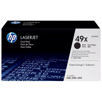 HP 49X High Yield Black Toner Cartridge Twin Pack (Q5949XD)