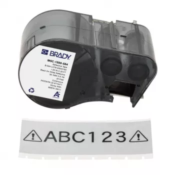 BRADY BMP51/BMP53/M511 Heat-Shrink Tubing Label Cartridge, Black on White, 25.4 mm x 25.4 mm, 250 Labels