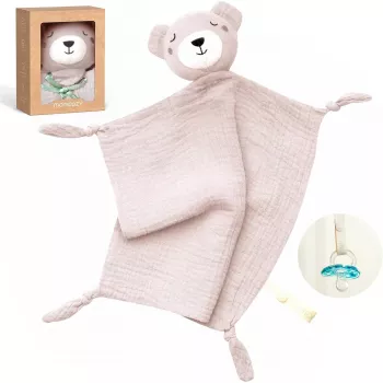 Momcozy Cotton Cuddly Bear Plush Toy for Babies, Pink
