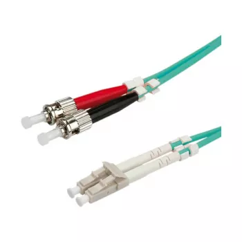 VALUE 21.99.8725 Fibre Optic Patch Cable, LC to ST, Multimode OM3 50/125 µm, 5 m, Turquoise