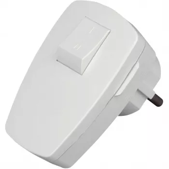 Kopp Schuko Angled Plug with Switch, White, 16 A, IP20