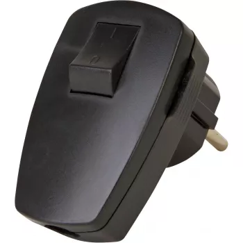 Kopp Plastic Safety Plug with Rocker Switch, Black, 16 A, 250 V, 3 x 1.5 mm²
