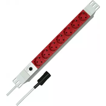 Kopp 19 inch 7-Way Aluminium PDU Power Strip with IEC C14 Input, 1U Rack Mount, 16 A, Schuko Sockets