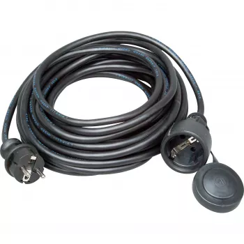 Kopp Rubber Safety Extension Cable, Schuko Plug/Coupling, 10 m, H05RR-F 3G1.5, IP44, Black (147310042)