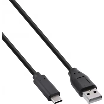 InLine® USB 2.0 Cable, USB-C to A Plug, Black, 2m, 80-Pack (Bulk)