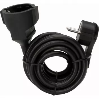 Kopp 3m Extension Cable with Flat Schuko Plug and Socket, Black