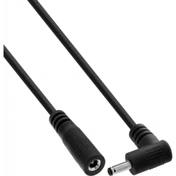 InLine® DC Extension Cable, Angled Plug, 3.5 x 1.35 mm, Black, 5 m