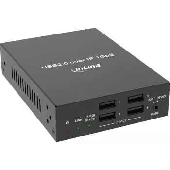 InLine® USB 2.0 Host/Device Extender over IP, Single Unit, RJ45 / SFP