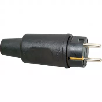 Kopp 179516009 Schuko Safety Plug, Rubber, 16 A, 230 V, IP44, Black