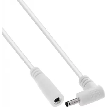 InLine® DC Extension Cable, Angled Plug, 3.5 x 1.35 mm, White, 2 m
